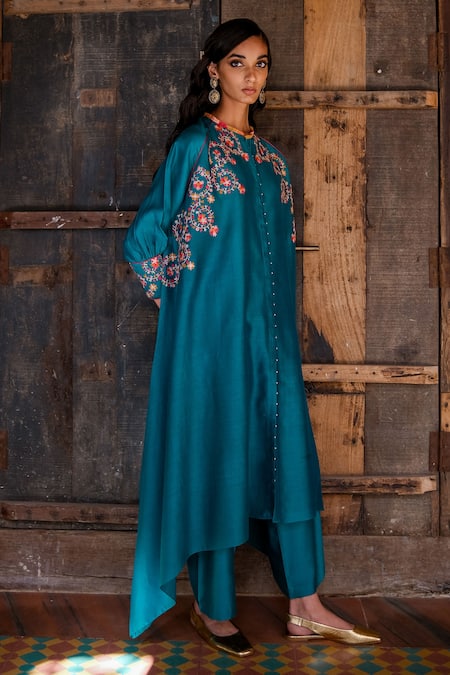 Shikha Mehta Silk Chanderi Tunic & Pyjama Set 