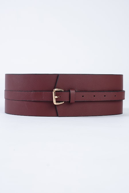 Trov Maroon Luca Leather Buckle Belt 