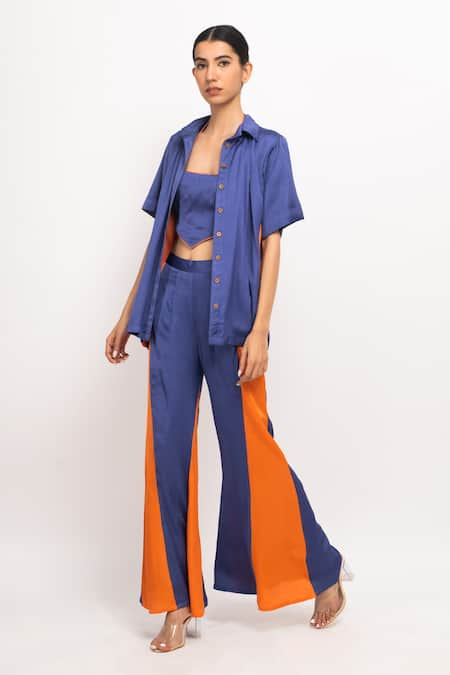 Neora By Nehal Chopra Half Sleeve Shirt Flared Pant Set 