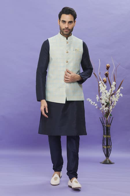Arihant Rai Sinha Geometric Floral Jacquard Bundi 