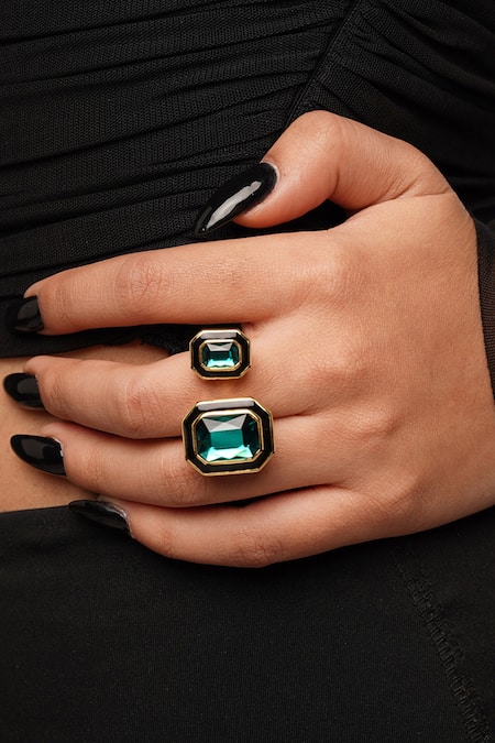 Isharya B-Dazzle Dual Crystal Embellished Ring 