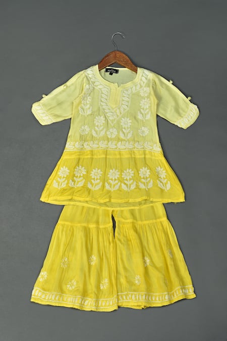 Maaikid Embroidered A-Line Kurta & Sharara Set 