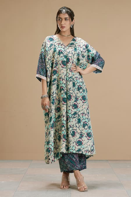 AFFROZ Abstract Floral Print Kurta & Palazzo Set 