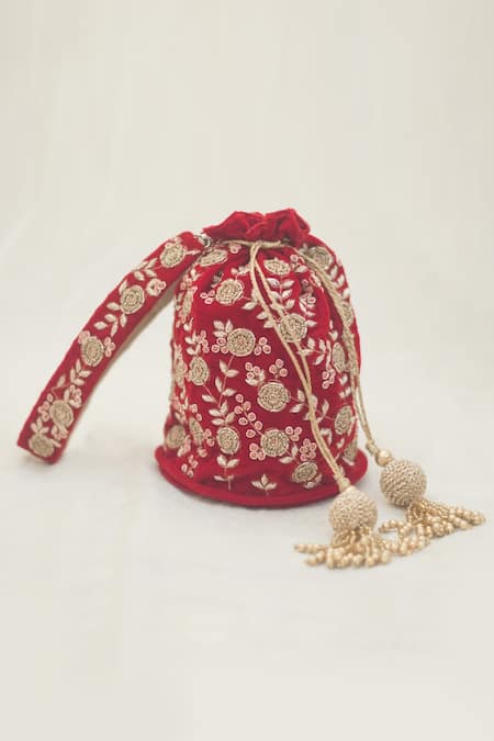 AROUND ALWAYS Gulshan Tropical Embroidered Potli 