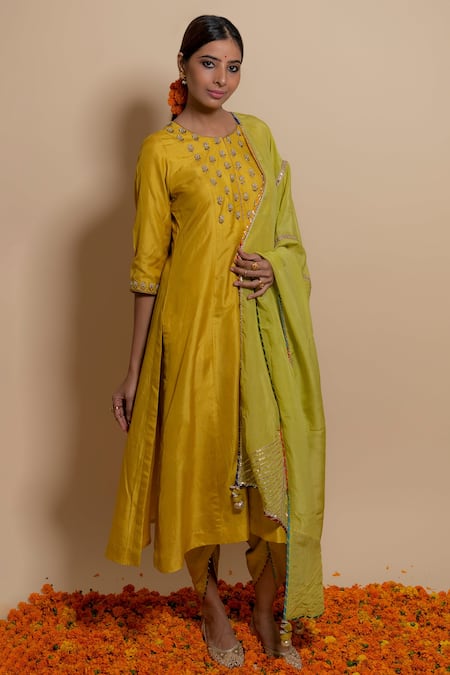 Kalakari by Akanksha Silk Gota Embroidered Kurta Set 