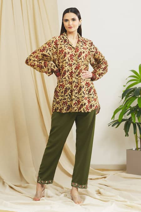 Surendri Floral Ajrak Print Shirt And Pant Set 