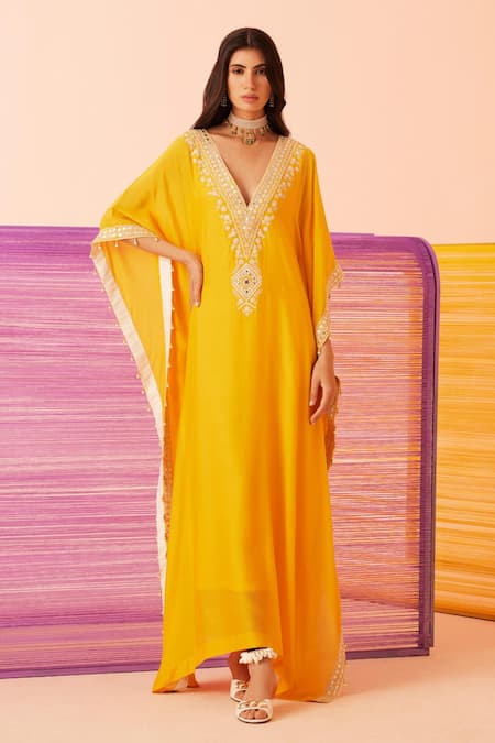 Sureena Chowdhri Starry Day Embroidered Yoke Kaftan 