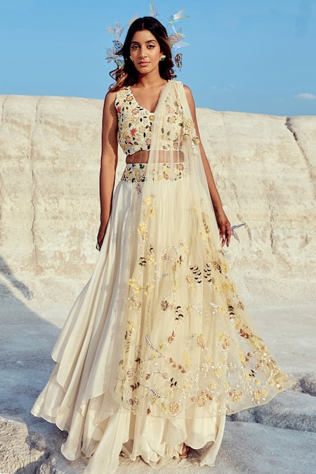 Nikita Vishakha Moti Hand Embroidered Blouse Lehenga Set 
