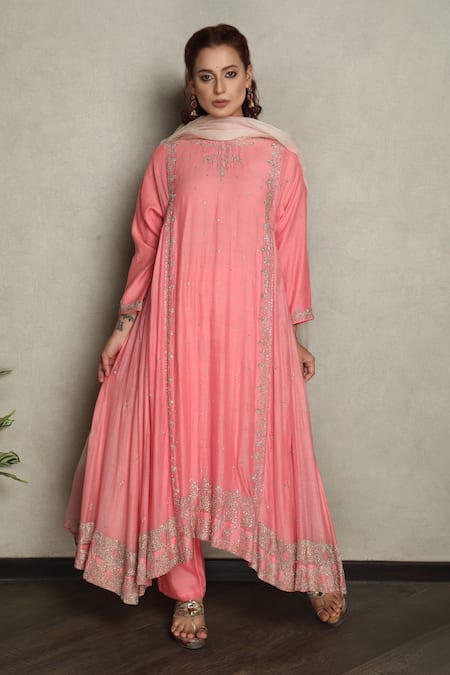 Falguni.Foram Chanderi Silk Kalidar Kurta Set 