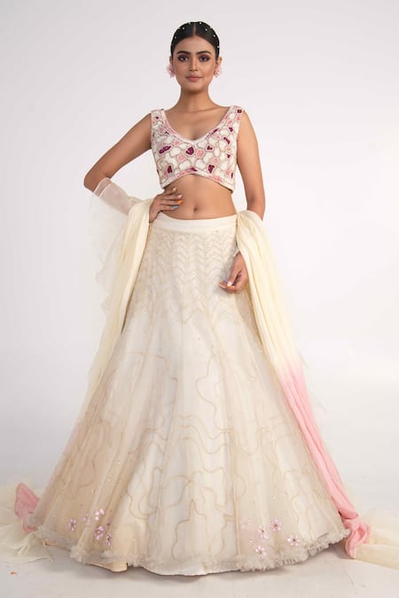 Merge Design Chevron Embroidered Lehenga Set 