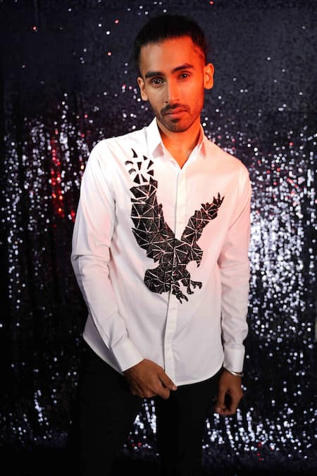 Sanjana Reddy Designs Eagle Placement Embroidered Shirt 
