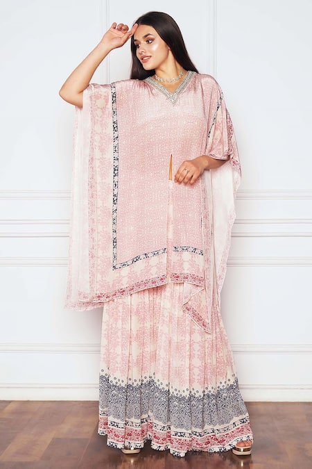 Sakshi Girri Vintage Print Kaftan & Sharara Set 