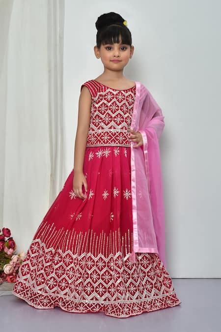 Buy Pink Georgette Embroidered Lucknowi Thread And Sequin Work Lehenga ...