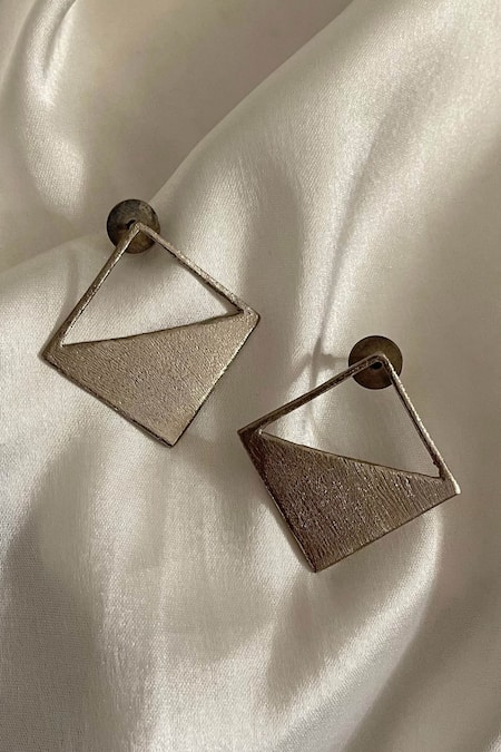Aaree Accessories Silver Plated Diamond Block Earrings