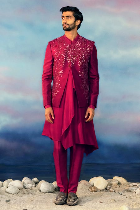 Rohit Gandhi + Rahul Khanna Canyon Floral Embellished Bandhgala Kurta Set 