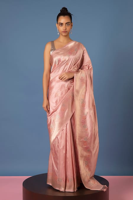 Pastel Peach Upada Silk Embroidered Saree Design by House Of Jamoti at  Pernias Pop Up Shop 2023
