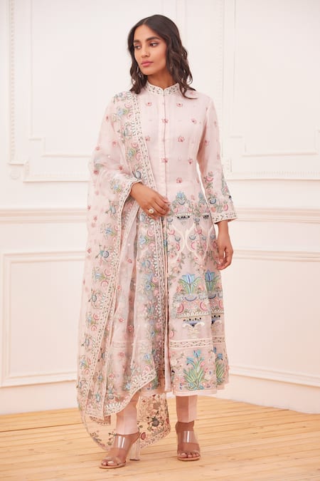 Rahul Mishra Gul-E-Bahar Silk Embroidered Anarkali Set 