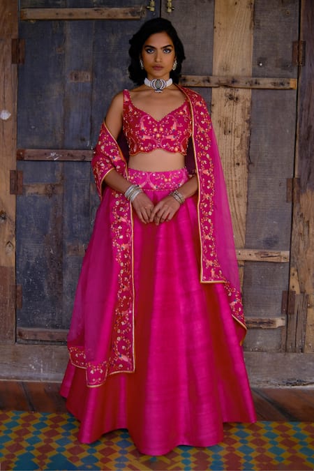 Shikha Mehta Raw Silk Lehenga Set 