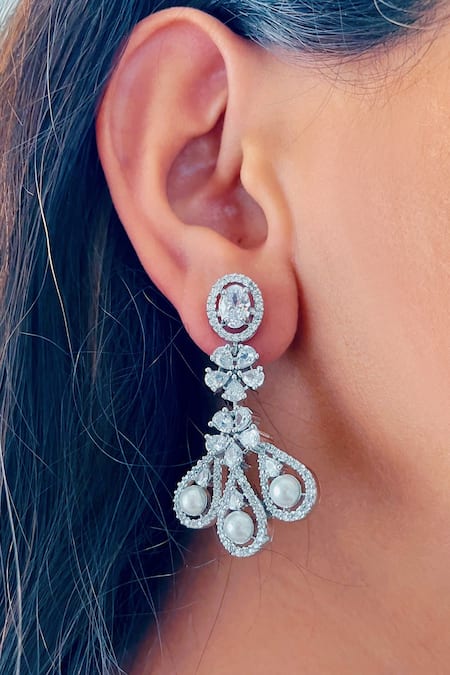 Diamante Star Drop Embellished Pearl Earrings | Boohoo UK
