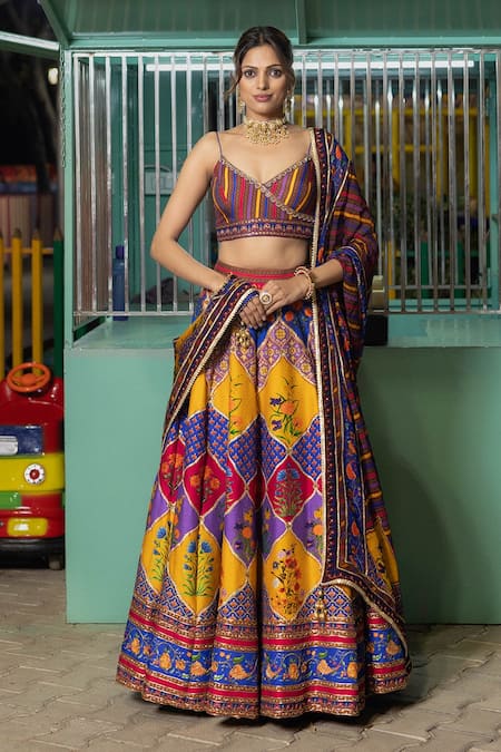 Irrau by Samir Mantri Printed Multi Panel Lehenga Set 