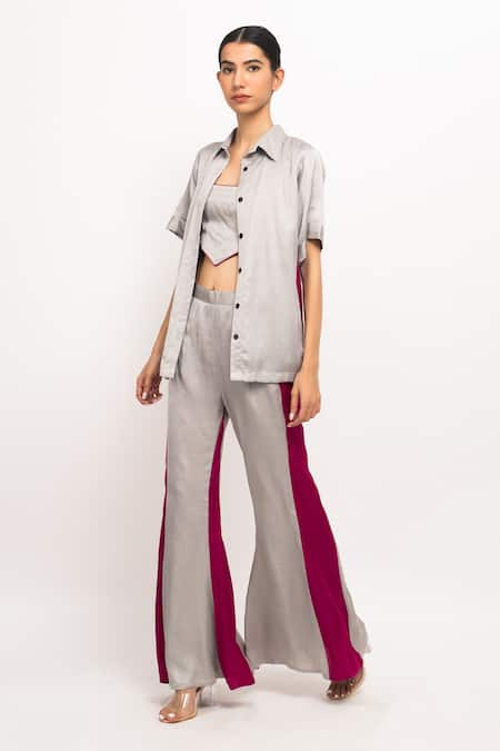 Neora By Nehal Chopra Spread Collar Shirt Pant Set 