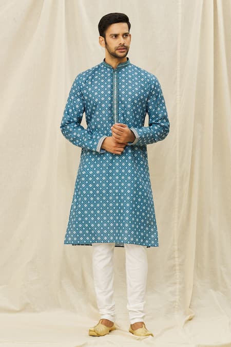 Aryavir Malhotra Handloom Cotton Straight Kurta 