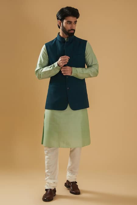 Raghavendra Rathore Blue Textured Blue Nehru Jacket 