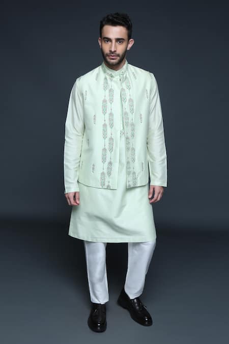 Sanjev Marwaaha Resham Embroidered Bundi Kurta Set 