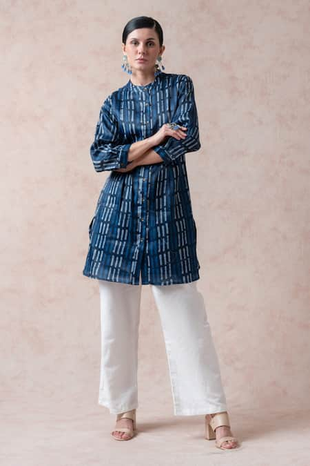 Thetaa Stripe Print Kurta With Contrast Pant 