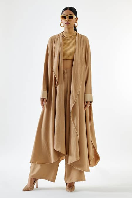 Echo By Tanya Arora Asymmetric Hem Long Coat 