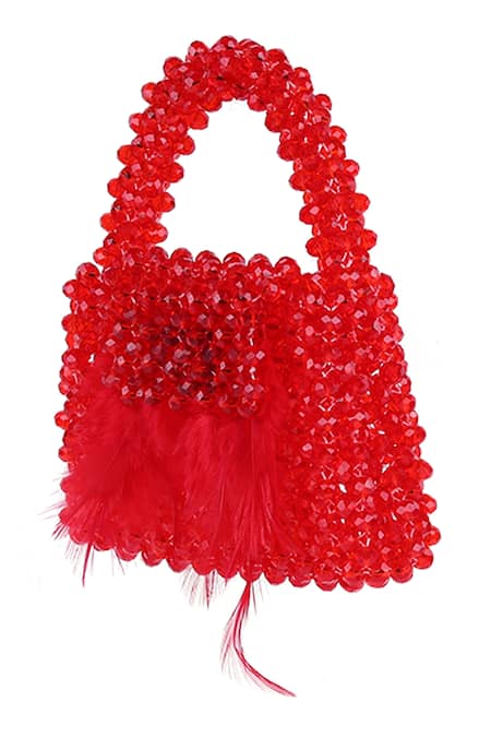 Adorn My Wish Red Crystal Bead Embellished Handbag 