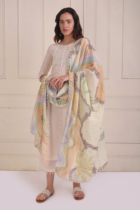 Shwetanga Organic Cotton Embroidered Kurta Set 