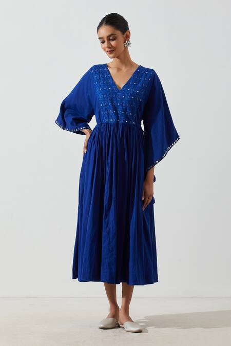 Label Earthen Embroidered Yoke Dress 