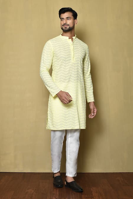 Aryavir Malhotra Mandarin Collar Kurta & Pant Set 