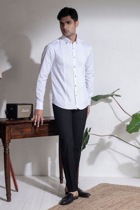 Abkasa White Cotton Vendee Shirt