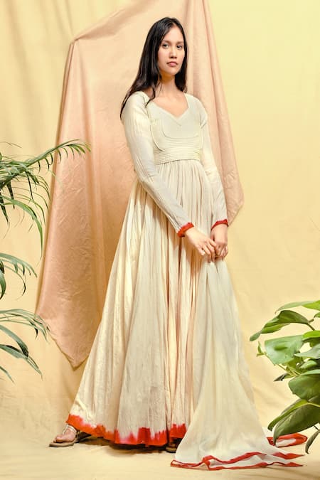 Chambray & Co. Chanderi Quilted Anarkali With Dupatta 