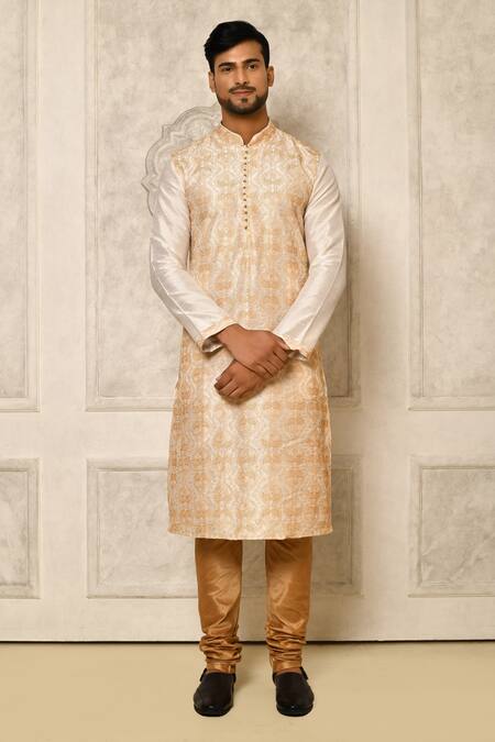 Naintara Bajaj White Kurta Dupion Embroidered Floral Paisley Straight Set 