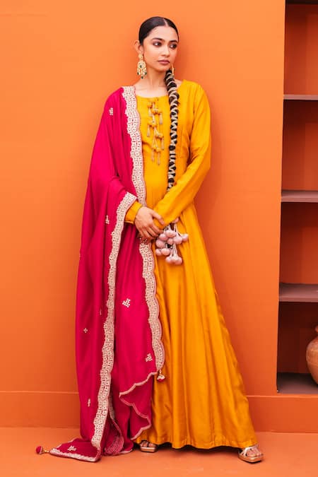 Kesar Studio Silk Gown With Embroidered Dupatta 