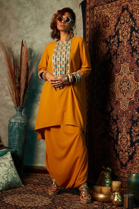 Esha L Amin Geometric Placket Print Kurta 