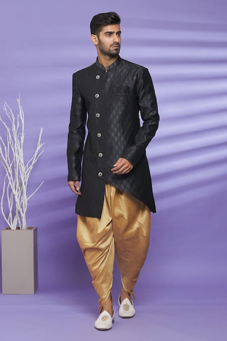 Buy Vanshik Beige Brocade Silk Sherwani And Dhoti Pant Set Online  Aza  Fashions