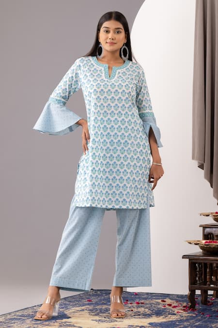 Abbaran Floral Print Kurta & Palazzo Set 