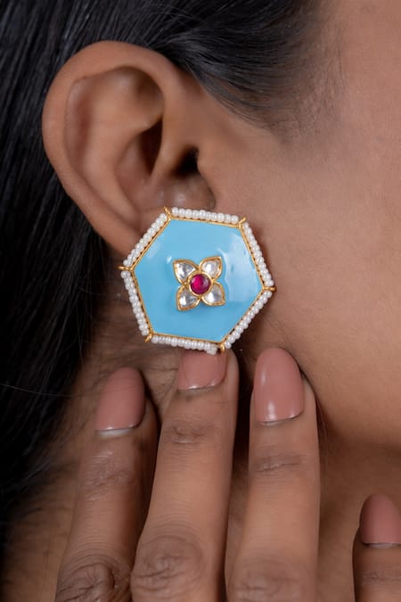 Osvag India Hexagon Shaped Earrings 