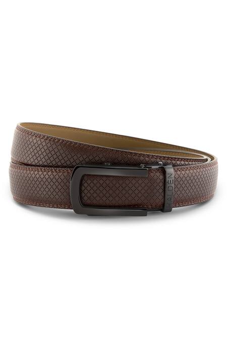 Buy HaldèN Brown Leather Contrast Buckle Belt at Aza Fashions Buy_HaldèN_Brown Leather Contrast Buckle Belt_at_Aza_Fashions