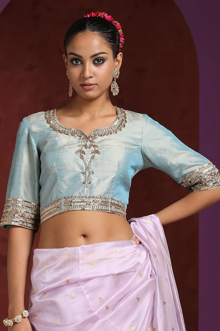 Weaver Story Zardozi & Sequin Embroidered Blouse 