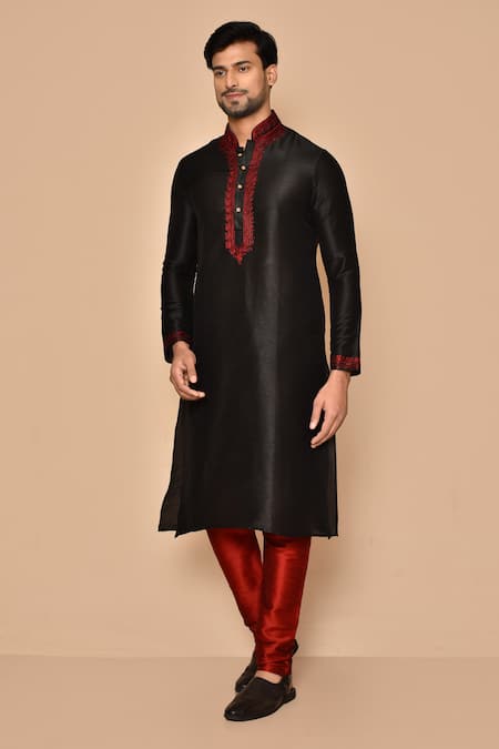 Aryavir Malhotra Placed Embroidered Paisley Pattern Kurta Churidar Set 