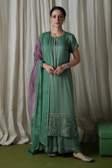 Kanika Sharma Embroidered Hem Kurta Palazzo Set 