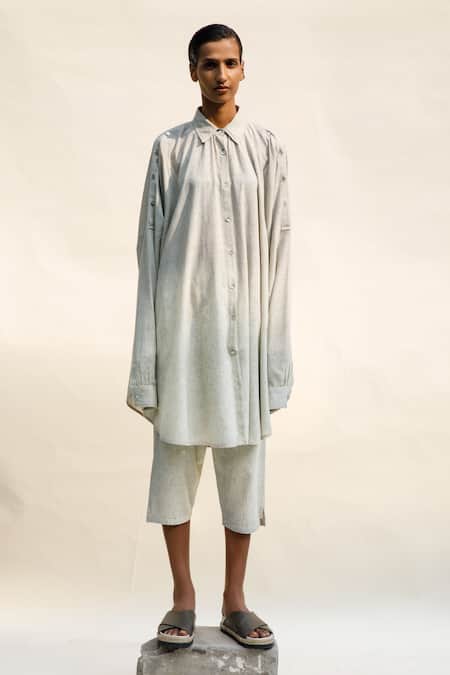 Urvashi Kaur Off White Cotton Kai Stripe Pattern Pant