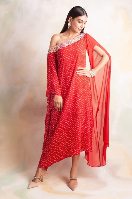 Buy Blue Cotton Printed Bandhani Round Dress With Cape For Women by Palak &  Mehak Online at Aza Fashions.