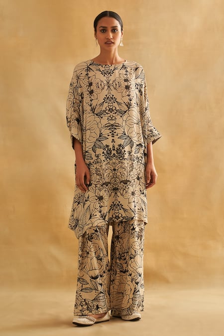 Taisha Handloom Cotton Botanical Print Tunic With Pant 