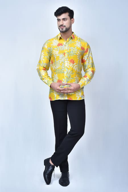 Arihant Rai Sinha Floral & Leaf Print Shirt 